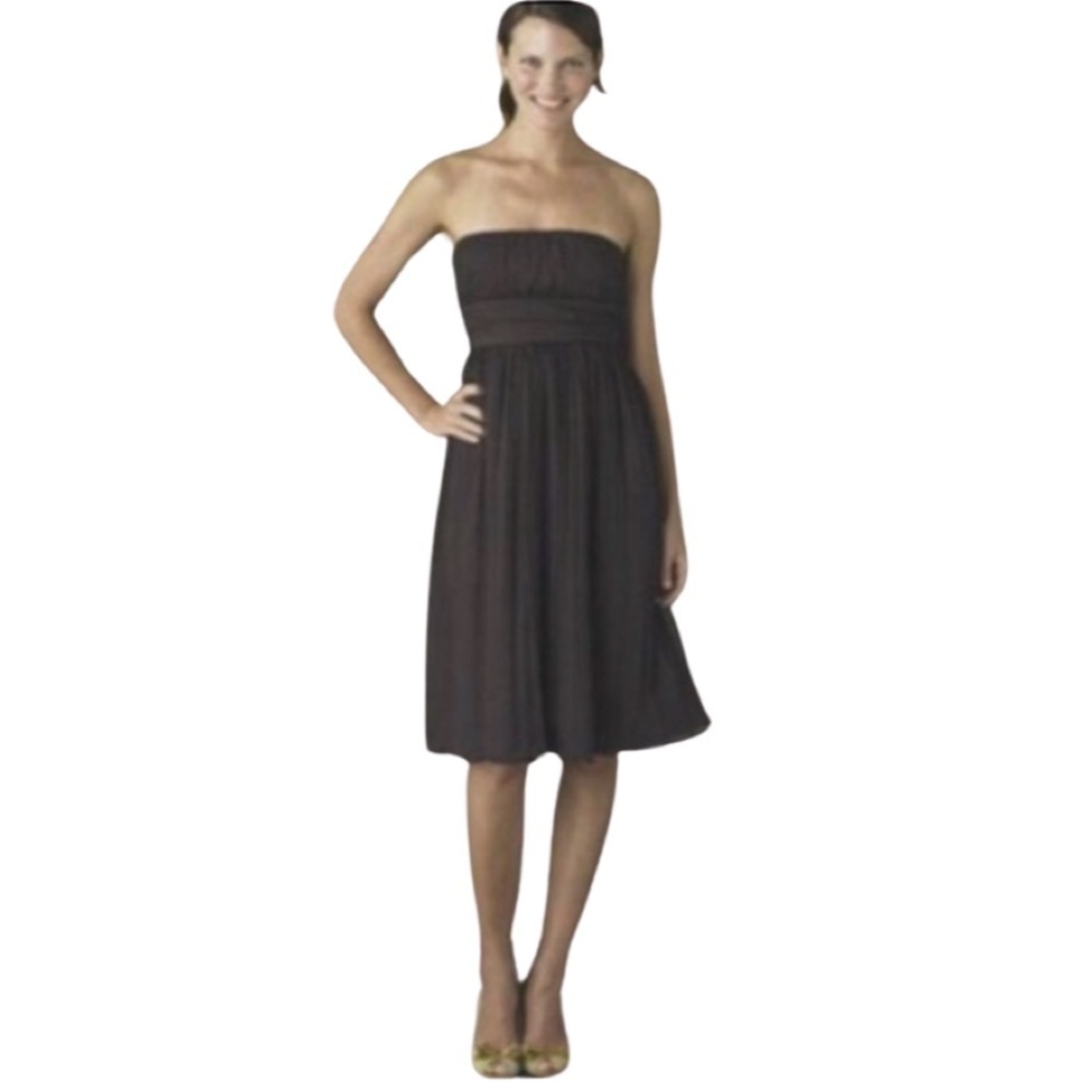 J. CREW Silk Strapless Dress in Chocolate Brown